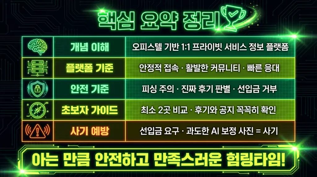 마무리 요약!! 아는 만큼 안전하고 만족스러운 오피사이트 이용